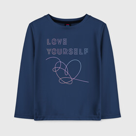 Детский лонгслив хлопок с принтом BTS LOVE YOURSELF в Курске, 100% хлопок | круглый вырез горловины, полуприлегающий силуэт, длина до линии бедер | bangtan boys | bt21 | bts | bts army | bts stickers | j hope | jimin | jin | jungkook | k pop | rap monster | rapmon | suga | v | бтс | корея | стикеры bts