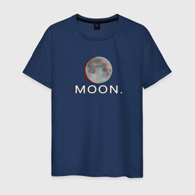 Мужская футболка хлопок с принтом Moon. в Курске, 100% хлопок | прямой крой, круглый вырез горловины, длина до линии бедер, слегка спущенное плечо. | glitch | glitchart | moon | neon | space | trend | глитч | космос | луна | мода | неон
