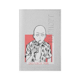 Обложка для паспорта матовая кожа с принтом Saitama (One-Punch Man) Ванпач в Курске, натуральная матовая кожа | размер 19,3 х 13,7 см; прозрачные пластиковые крепления | ванпач | ванпачнем | оппаи