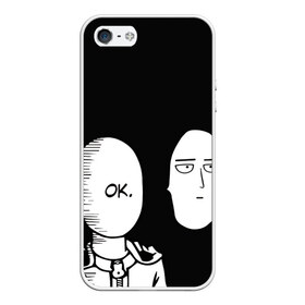 Чехол для iPhone 5/5S матовый с принтом Saitama (One-Punch Man) в Курске, Силикон | Область печати: задняя сторона чехла, без боковых панелей | man | one punch | saitama | ванпач | ванпачмен | генос