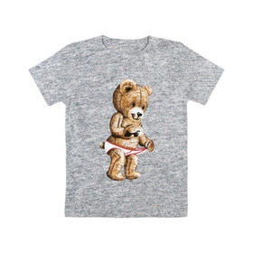 Детская футболка хлопок с принтом Nasty bear в Курске, 100% хлопок | круглый вырез горловины, полуприлегающий силуэт, длина до линии бедер | медведь | мишка | плюшевый | селфи | тедди