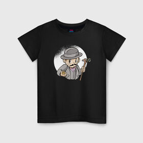 Детская футболка хлопок с принтом Пуаро Агаты Кристи в Курске, 100% хлопок | круглый вырез горловины, полуприлегающий силуэт, длина до линии бедер | Тематика изображения на принте: 