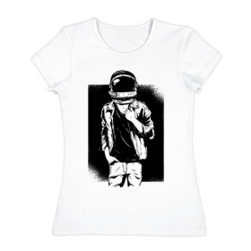 Женская футболка хлопок с принтом Астронавт в Курске, 100% хлопок | прямой крой, круглый вырез горловины, длина до линии бедер, слегка спущенное плечо | астронавт | космонавт | космос