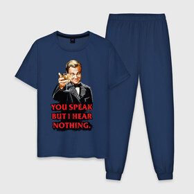 Мужская пижама хлопок с принтом Gatsby в Курске, 100% хлопок | брюки и футболка прямого кроя, без карманов, на брюках мягкая резинка на поясе и по низу штанин
 | Тематика изображения на принте: leonardo dicaprio | the great gatsby | великий гэтсби | леонардо дикаприо