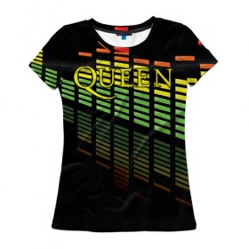 Женская футболка 3D с принтом Queen в Курске, 100% полиэфир ( синтетическое хлопкоподобное полотно) | прямой крой, круглый вырез горловины, длина до линии бедер | queen | брайан мэи | британская | группа | джон дикон | королева | роджер тейлор | рок | фредди меркьюри