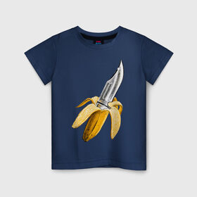 Детская футболка хлопок с принтом BANANA в Курске, 100% хлопок | круглый вырез горловины, полуприлегающий силуэт, длина до линии бедер | Тематика изображения на принте: banana | knife | pop art | банан | нож | оружие | поп арт