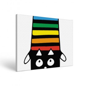 Холст прямоугольный с принтом Rainbow cat в Курске, 100% ПВХ |  | black | cat | cool | creative | dark | design | halloween | hype | kitten | rainbow | vanguard | авангард | дизайн | кот | котенок | кошка | креатив | круто | радуга | темный | хайп | хэллоуин | черный