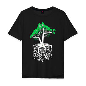 Мужская футболка хлопок Oversize с принтом Квадратный корень в Курске, 100% хлопок | свободный крой, круглый ворот, “спинка” длиннее передней части | mathematica | алгебра | геометрия | дерево | квадрат | корни | крона | математик | математика | наука | технарь