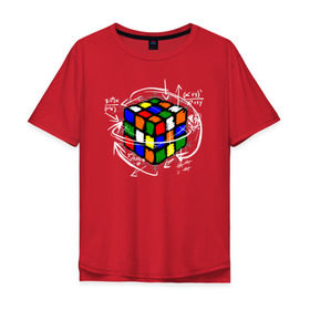 Мужская футболка хлопок Oversize с принтом Кубик Рубика в Курске, 100% хлопок | свободный крой, круглый ворот, “спинка” длиннее передней части | mathematica | магия. формулы | математик | математика | наука | технарь