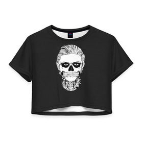 Женская футболка 3D укороченная с принтом Tate Langdon в Курске, 100% полиэстер | круглая горловина, длина футболки до линии талии, рукава с отворотами | ahs | american horror story | langdon | tate | аиу | американская история ужасов | тейт