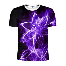 Мужская футболка 3D спортивная с принтом Цветок Тьмы в Курске, 100% полиэстер с улучшенными характеристиками | приталенный силуэт, круглая горловина, широкие плечи, сужается к линии бедра | dark | тьма | фиолетовый | цветок