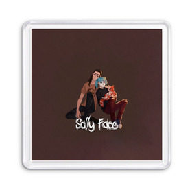 Магнит 55*55 с принтом Sally Face в Курске, Пластик | Размер: 65*65 мм; Размер печати: 55*55 мм | blue | diane | face | fisher | gizmo | henry | johnson | killer | larry | sally | генри | гизмо | джонсон | диана | ларри | лицо | салли | фейс | фишер