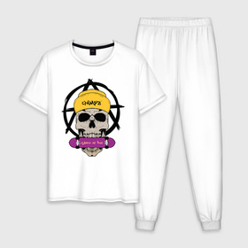 Мужская пижама хлопок с принтом Skate or Die в Курске, 100% хлопок | брюки и футболка прямого кроя, без карманов, на брюках мягкая резинка на поясе и по низу штанин
 | 