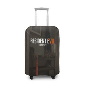 Чехол для чемодана 3D с принтом Resident Evil 7 в Курске, 86% полиэфир, 14% спандекс | двустороннее нанесение принта, прорези для ручек и колес | 