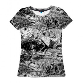Женская футболка 3D с принтом Рыбы в Курске, 100% полиэфир ( синтетическое хлопкоподобное полотно) | прямой крой, круглый вырез горловины, длина до линии бедер | beautiful | best | cool | depth | fashio | fish | graphics | pattern | picture | trendy | underwater | water | world | youth | белый | вода | глубина | графика | картинка | красивый | крутой | лучший | мир | мода | модный | молодёжная | подводный | рисуно
