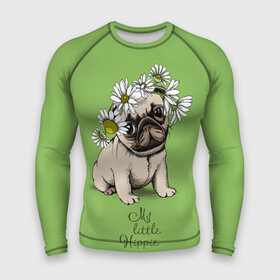 Мужской рашгард 3D с принтом My little hippie в Курске,  |  | breed | dog | hippie | kid | little | my | pug | puppy | wreath | венок | графика | зелёный | картинка | красивый | крутой | лучший | маленький | малыш | мода | модный | мой | молодёжная | мопс | порода | рисунок | ромашки | собака