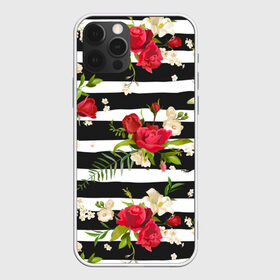 Чехол для iPhone 12 Pro Max с принтом Розы и орхидеи в Курске, Силикон |  | flowers | orchi | roses | белый | букеты | графика | зелёный | искусство | картинка | красивый | красный | крутой | листья | мода | модный | молодёжная | орнамент | орхидеи | полосы | рисунок | розы | рукоделие