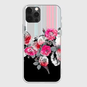 Чехол для iPhone 12 Pro Max с принтом Розы в Курске, Силикон |  | branches | flora | flowers | leaves | ornament | patterns | ветки | графика | искусство | картинка | красивый | крутой | листья | мода | модный | молодёжная | орнамент | полосатый | рисунок | розы | рукоделие | стиль