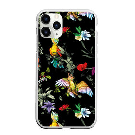 Чехол для iPhone 11 Pro Max матовый с принтом Попугаи в Курске, Силикон |  | parrots | ветки | графика | джунгли | искусство | картинка | красивый | красный | крутой | листья | мода | модный | молодёжная | орнамент | попугаи | рисунок | розовый | рукоделие | синий | стиль