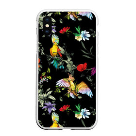 Чехол для iPhone XS Max матовый с принтом Попугаи в Курске, Силикон | Область печати: задняя сторона чехла, без боковых панелей | parrots | ветки | графика | джунгли | искусство | картинка | красивый | красный | крутой | листья | мода | модный | молодёжная | орнамент | попугаи | рисунок | розовый | рукоделие | синий | стиль