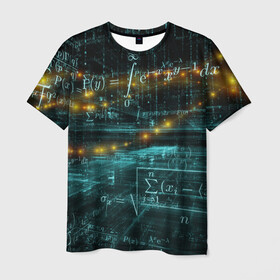 Мужская футболка 3D с принтом Формулы в пространстве в Курске, 100% полиэфир | прямой крой, круглый вырез горловины, длина до линии бедер | Тематика изображения на принте: mathematica | алгебра | геометрия | математик | математика | наука | технарь | формула