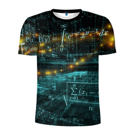 Мужская футболка 3D спортивная с принтом Формулы в пространстве в Курске, 100% полиэстер с улучшенными характеристиками | приталенный силуэт, круглая горловина, широкие плечи, сужается к линии бедра | mathematica | алгебра | геометрия | математик | математика | наука | технарь | формула