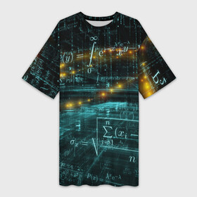 Платье-футболка 3D с принтом Формулы в пространстве в Курске,  |  | mathematica | алгебра | геометрия | математик | математика | наука | технарь | формула