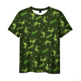 Мужская футболка 3D с принтом Grinch в Курске, 100% полиэфир | прямой крой, круглый вырез горловины, длина до линии бедер | christmas | grinch | new | year | год | гринч | новый | рождество