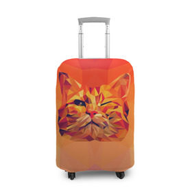 Чехол для чемодана 3D с принтом Подмигивающий кот (Low Poly) в Курске, 86% полиэфир, 14% спандекс | двустороннее нанесение принта, прорези для ручек и колес | cat | fox | kitty | low | lowpoly | poly | веселая | геометрия | грозовой кошак | желтая | кот | котейка | котофей | кошак | лиса | любителям кошек | низкополигональный | позитив | прикольная | рисунок | рыжая | узор