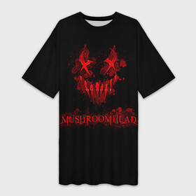 Платье-футболка 3D с принтом Mushroomhead в Курске,  |  | ac dc | disturbed | linkin park | lp | metal | metallica | mushroomhead | music | pop | rap | rock | slipknot | song | метал | музыка | рок