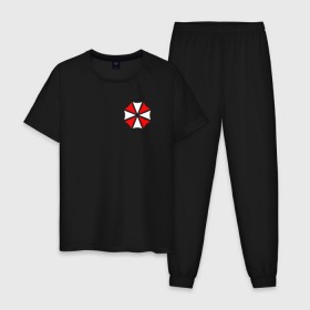 Мужская пижама хлопок с принтом UMBRELLA CORP (НА СПИНЕ) в Курске, 100% хлопок | брюки и футболка прямого кроя, без карманов, на брюках мягкая резинка на поясе и по низу штанин
 | ada wong | biohazard | game | gamer | leon | logo | mistic | raccoon city | re2 | resident evil 2 | rpd | stars | umbrella | ада вонг | амбрелла | зомби | игра | мистика | ужасы