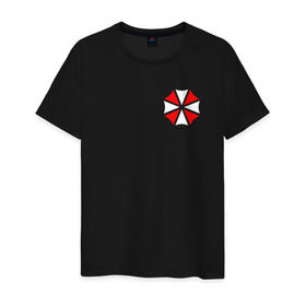 Мужская футболка хлопок с принтом UMBRELLA CORP (НА СПИНЕ) в Курске, 100% хлопок | прямой крой, круглый вырез горловины, длина до линии бедер, слегка спущенное плечо. | ada wong | biohazard | game | gamer | leon | logo | mistic | raccoon city | re2 | resident evil 2 | rpd | stars | umbrella | ада вонг | амбрелла | зомби | игра | мистика | ужасы