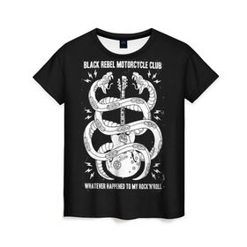 Женская футболка 3D с принтом Black Rebel Motorcycle Club в Курске, 100% полиэфир ( синтетическое хлопкоподобное полотно) | прямой крой, круглый вырез горловины, длина до линии бедер | black rebel motorcycle club | brmc | rock | группы | инди | музыка | рок | рок н ролл