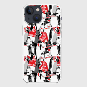 Чехол для iPhone 13 mini с принтом Пингвины в Курске,  |  | аниме | антарктида | графика | греются | зима | искусство | картинка | красивый | крутой | м | мода | модный | молодёжная | новый год | орнамент | пингвины | полоски | праздник | птицы | рисунок