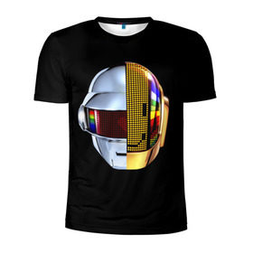 Мужская футболка 3D спортивная с принтом Daft Punk в Курске, 100% полиэстер с улучшенными характеристиками | приталенный силуэт, круглая горловина, широкие плечи, сужается к линии бедра | daft punk | electronic | house | human | music | robot | дафт панк | музыка | синти поп | хаус | электроника