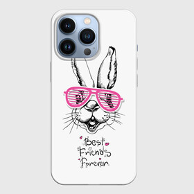 Чехол для iPhone 13 Pro с принтом Best Friends Forever в Курске,  |  | animal | best friends | forever | hare | hearts | love | rabbit | белый | графика | друзья | животное | заяц | искусство | картинка | кролик | крутой | лучшие | лучший | любоввь | модный | навсегда | очки | полосатые | рисунок