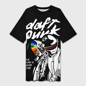 Платье-футболка 3D с принтом Daft Punk в Курске,  |  | daft punk | electronic | house | human | music | robot | дафт панк | музыка | синти поп | хаус | электроника