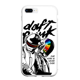 Чехол для iPhone 7Plus/8 Plus матовый с принтом Daft Punk в Курске, Силикон | Область печати: задняя сторона чехла, без боковых панелей | daft punk | electronic | house | human | music | robot | дафт панк | музыка | синти поп | хаус | электроника