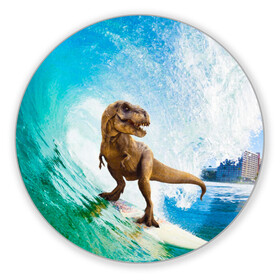 Коврик для мышки круглый с принтом Серфер Юрского Периода в Курске, резина и полиэстер | круглая форма, изображение наносится на всю лицевую часть | Тематика изображения на принте: dinosaur | t rex | вода | грозовой | динозавр | динозавр ти рекс | динозавры | море | новинка | отдых | отпуск | прикол | путешествие | серфер | серфинг | серфингист | спорт | ти рекс | тиранозавр | юмор