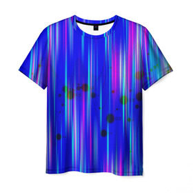 Мужская футболка 3D с принтом neon strokes в Курске, 100% полиэфир | прямой крой, круглый вырез горловины, длина до линии бедер | abstract | abstraction | comb | cyberpunk | texture | абстракция | бронь | броня | кибер панк | соты | стальные соты | текстуры