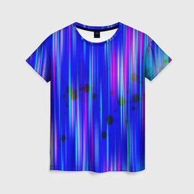 Женская футболка 3D с принтом neon strokes в Курске, 100% полиэфир ( синтетическое хлопкоподобное полотно) | прямой крой, круглый вырез горловины, длина до линии бедер | abstract | abstraction | comb | cyberpunk | texture | абстракция | бронь | броня | кибер панк | соты | стальные соты | текстуры