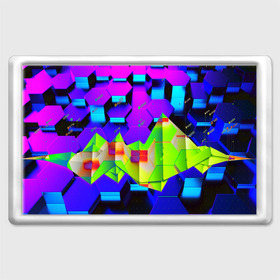 Магнит 45*70 с принтом НЕОНОВЫЕ СОТЫ в Курске, Пластик | Размер: 78*52 мм; Размер печати: 70*45 | Тематика изображения на принте: abstract | abstraction | comb | cyberpunk | texture | абстракция | бронь | броня | кибер панк | соты | стальные соты | текстуры