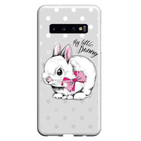 Чехол для Samsung Galaxy S10 с принтом My little Bunny в Курске, Силикон | Область печати: задняя сторона чехла, без боковых панелей | art | best | cool | creativity | drawing | graphics | phonthasia | picture | trend | бант | белый | графика | животное | зайченок | зайчик | искусство | картинка | кролик | крутой | лучший | маленький | милый | модный | мой | пушистый