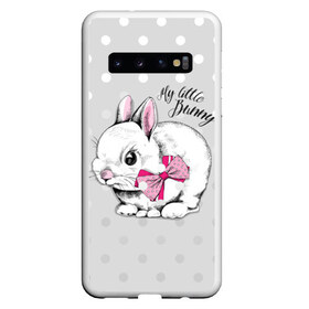 Чехол для Samsung Galaxy S10 с принтом My little Bunny в Курске, Силикон | Область печати: задняя сторона чехла, без боковых панелей | Тематика изображения на принте: art | best | cool | creativity | drawing | graphics | phonthasia | picture | trend | бант | белый | графика | животное | зайченок | зайчик | искусство | картинка | кролик | крутой | лучший | маленький | милый | модный | мой | пушистый