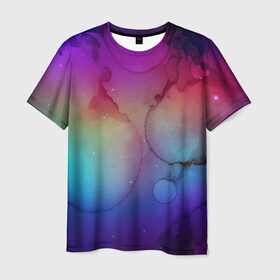 Мужская футболка 3D с принтом Космические блики в Курске, 100% полиэфир | прямой крой, круглый вырез горловины, длина до линии бедер | Тематика изображения на принте: galaxy | nebula | space | star | абстракция | вселенная | галактика | звезда | звезды | космический | планеты
