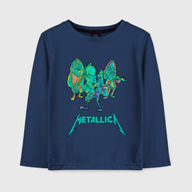 Детский лонгслив хлопок с принтом Metallica зеленый неон в Курске, 100% хлопок | круглый вырез горловины, полуприлегающий силуэт, длина до линии бедер | metal | metalhead | metallica | rock | джеймсхетфилд | кирк хэммет | ларс ульрих | металика | металл | металлика | роберт трухильо | робот | рок