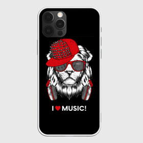 Чехол для iPhone 12 Pro Max с принтом I love music! в Курске, Силикон |  | Тематика изображения на принте: art | creativity | drawing | graphics | ph | picture | бейсболка | голова | графика | грива | дикий | животное | искусство | картинка | красный | крутой | лев | лучший | модный | музыка | наушники | очки | рисунок | сердце