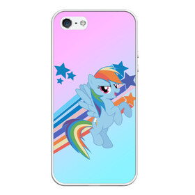 Чехол для iPhone 5/5S матовый с принтом Rainbow Dash в Курске, Силикон | Область печати: задняя сторона чехла, без боковых панелей | cute | mlp | pony | млп | пони | рейнбоу дэш