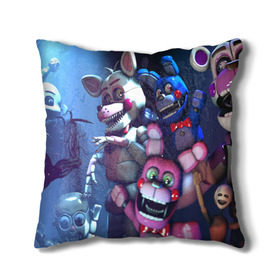 Подушка 3D с принтом Five Nights at Freddy`s в Курске, наволочка – 100% полиэстер, наполнитель – холлофайбер (легкий наполнитель, не вызывает аллергию). | состоит из подушки и наволочки. Наволочка на молнии, легко снимается для стирки | five nights at freddy s | game | horror | игры | механические куклы | ночь | охранник | пять ночей у фредди | светящиеся глаза | ужас