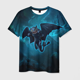 Мужская футболка 3D с принтом Night Fury в Курске, 100% полиэфир | прямой крой, круглый вырез горловины, длина до линии бедер | how to train your dragon | night fury | беззубик | дракон | как приручить дракона | ночная фурия